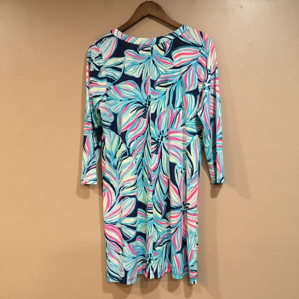 Lilly Pulitzer Pima Cotton 3/4 Sleeve High Tide Dancing Lady Amina Dress Large - Picture 8 of 12